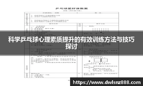 科学乒乓球心理素质提升的有效训练方法与技巧探讨